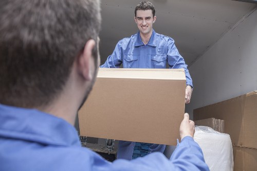 Professional packing boxes arranged for a Barbican home move