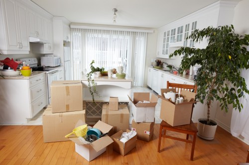 Office furniture and equipment prepared for a Barbican commercial move