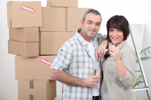 Removalists planning access and loading for a flat move in Barbican